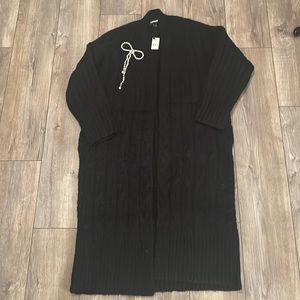 Express Super soft and Warm Black Cable Cardigan with Bow Embellishment